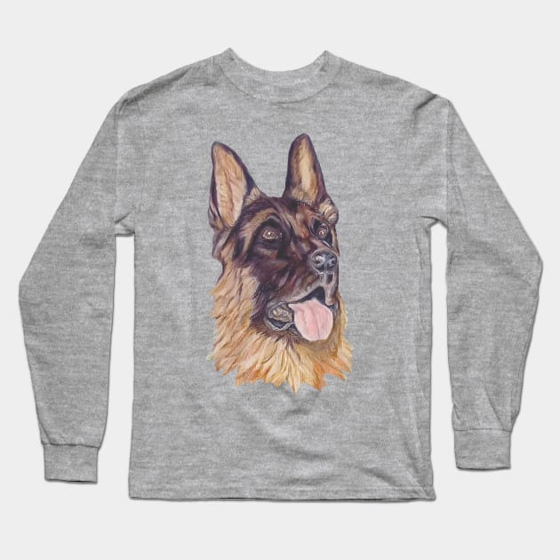 German Shepherd portrait Long Sleeve T-Shirt by candimoonart